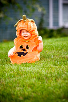 Boy in pumpkin costume